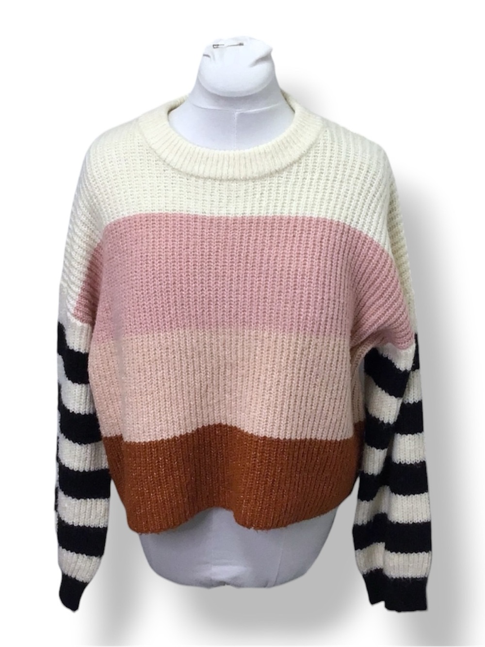 Harper Heritage Women’s Oversize Cropped Color-Block Sweater, size L